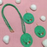 Handcrafted Green Jute Jewelry Set