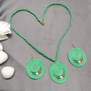 Handcrafted Green Jute Jewelry Set