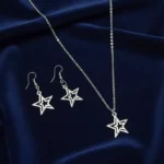 Silver-Tone Star Pendant Jewelry Set
