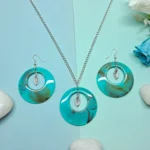 Turquoise Leaf Charm Jewelry Set