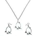 Handcrafted Bird-On-Branch Pendant Set