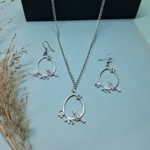 Handcrafted Bird-On-Branch Pendant Set