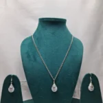 Elegant Teardrop Grey Stone Pendant Set Elegant Teardrop Grey Stone Pendant Set