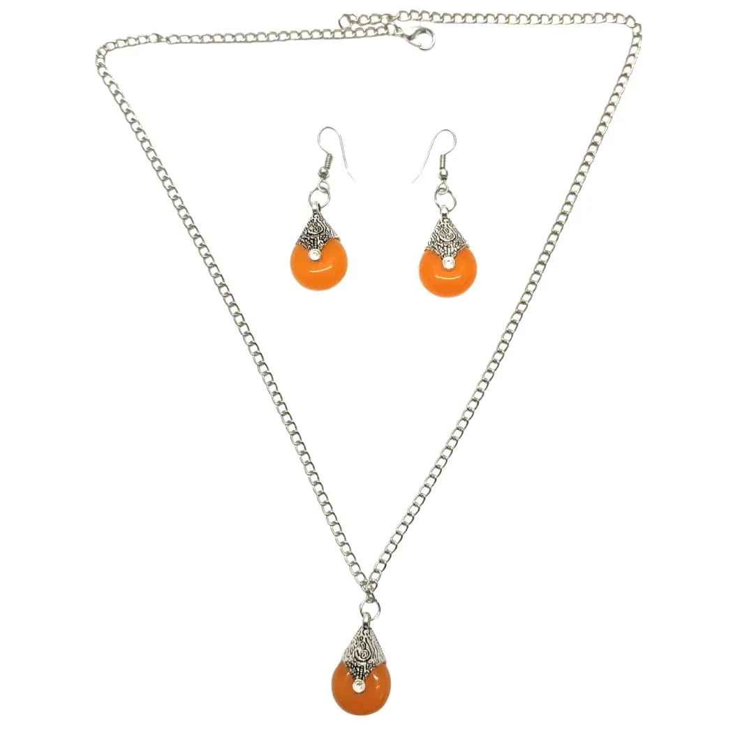 Mustard Yellow Pendant & Earring Set