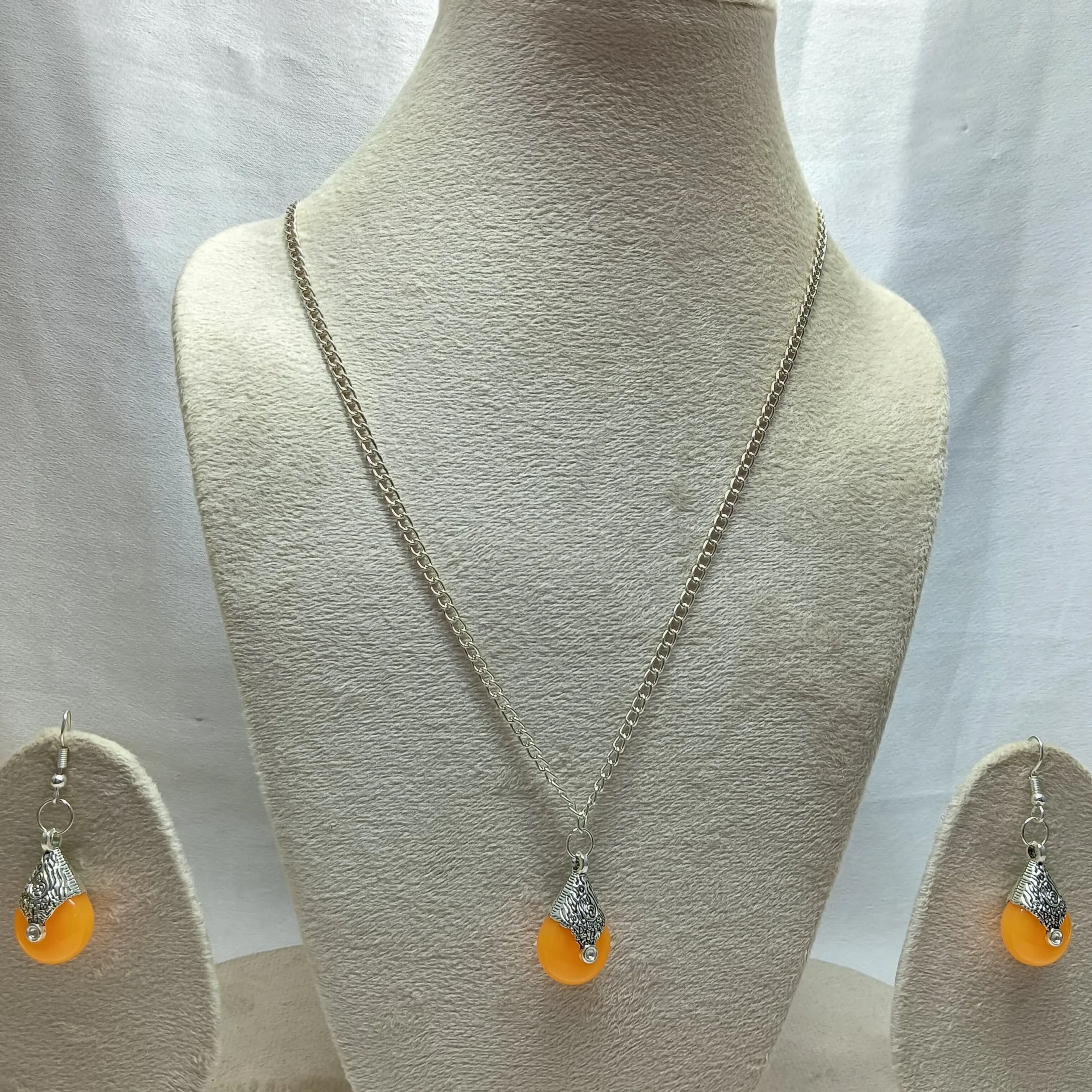 Mustard Yellow Pendant & Earring Set