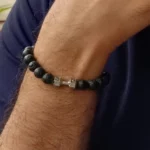 Lava Beaded Bracelet with Dumbbell Charm