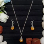 Mustard Yellow Pendant & Earring Set