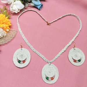 Handcrafted White Jute Jewelry Set