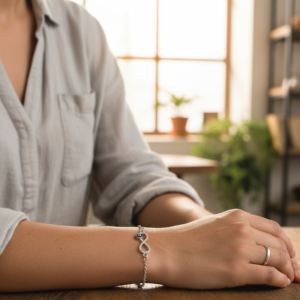 Infinity Bracelet with Evil Eye Accent