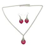 Teardrop Pink Simulated Gemstone Jewelry Set