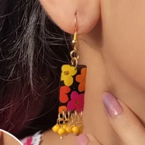 Statement Floral Bar Drop Earrings