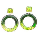 Handmade Green Glitter Resin Earrings