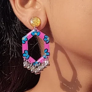 Floral Pink Resin Earrings for Women