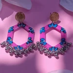 Floral Pink Resin Earrings for Women