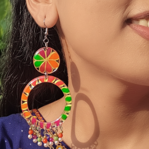 Multicolor Resin Hoop Dangle Earrings