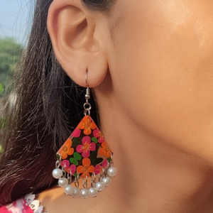 Triangle Floral Dangle Earrings for Women