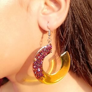 Sparkling Yellow Resin Earrings For Women