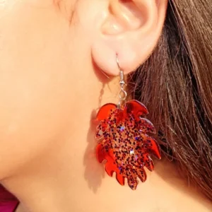 Resin Leaf Drop Earrings for Women