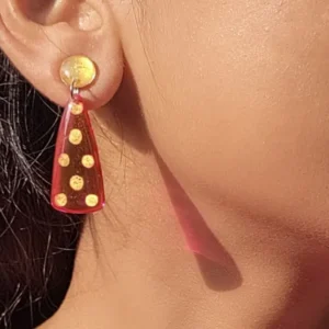 Red Drop Resin Earrings for Women