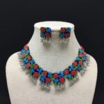 Floral Resin Choker Necklace Set for Women