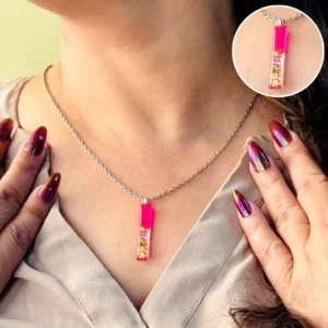 Pink Bar Resin Pendant For Women