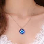 Elegant Blue Evil-Eye Resin Pendant