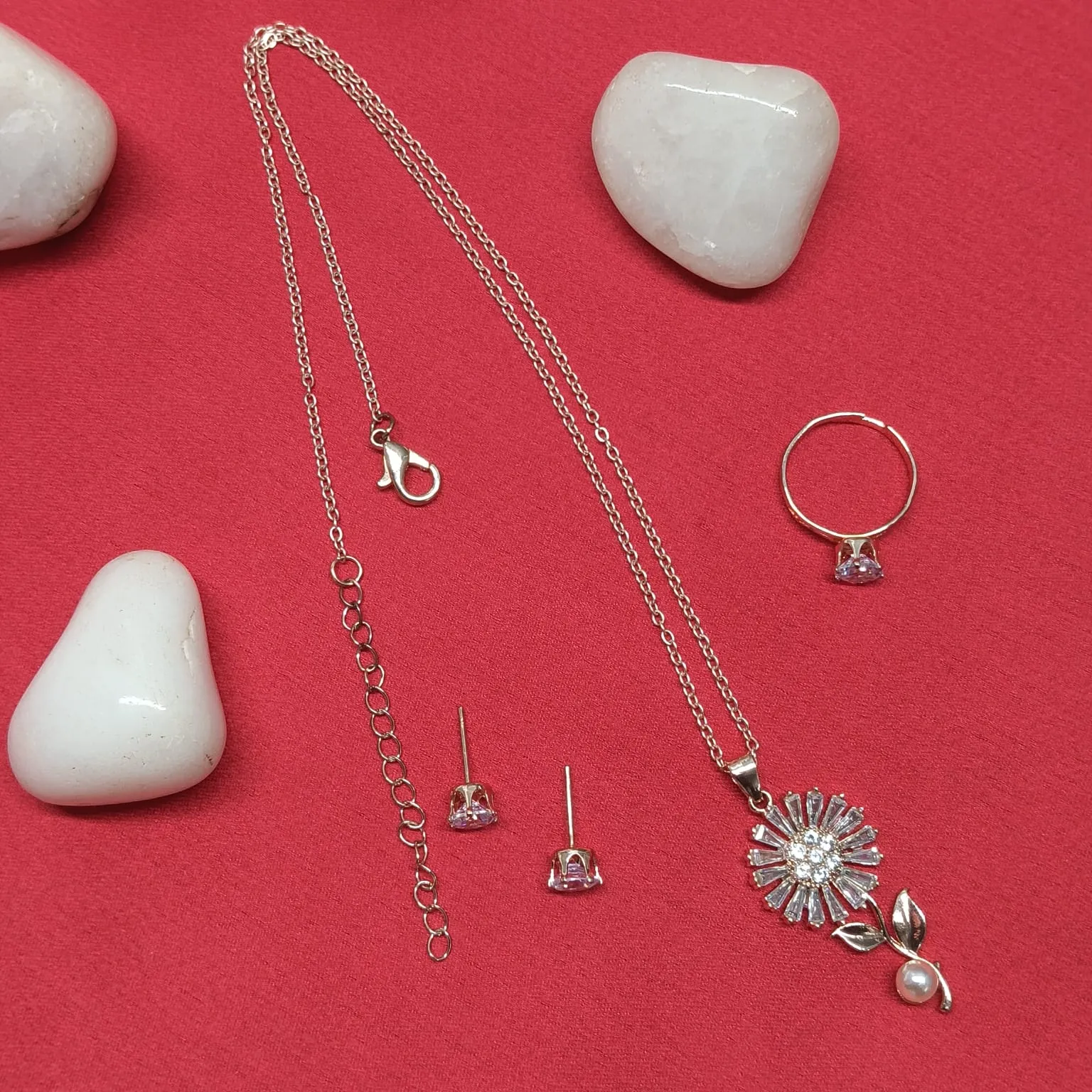 Radiant Rose Gold-Tone Jewelry Set