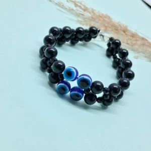 Black Beaded Evil Eye Protection Bracelet