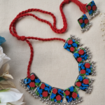 Floral Resin Choker Necklace Set for Women