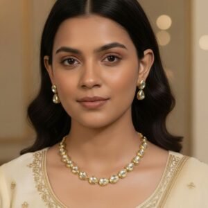 Minimal Gold-Tone Pear Stone Jewelry Set