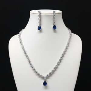 Premium Sapphire Blue AD Necklace Set