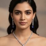 Premium Sapphire Blue AD Necklace Set