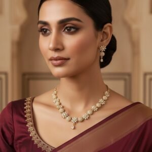 Luxury Dual-Tone Necklace & Earrings Set