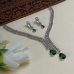 Green Teardrop American Diamond Jewelry Set