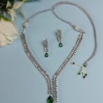 Green Teardrop American Diamond Jewelry Set