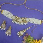 Traditional Gold-Tone Pearl Choker Necklace Set
