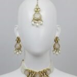 Traditional Gold-Tone Pearl Choker Necklace Set