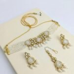 Traditional Gold-Tone Pearl Choker Necklace Set