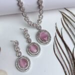 Romantic Pink CZ Necklace Set