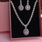 Romantic Pink CZ Necklace Set