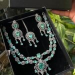 Premium Mint Green AD Stone Necklace Set