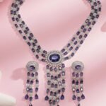 Elegant Sapphire-Voilet Statement Necklace Set