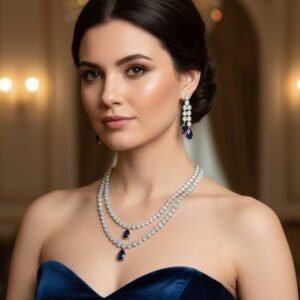 Premium Blue Teardrop Statement Jewelry Set