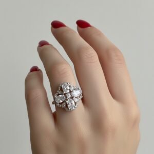 Dainty CZ Floral Ring for Women