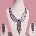 Elegant Sapphire-Voilet Statement Necklace Set