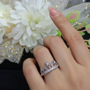 CZ Crown-Inspired Silver-Tone Ring