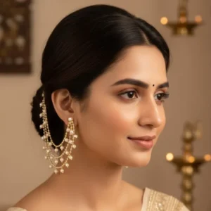 White Pearl Layered Ear Chain Accessory