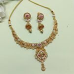 Gold-Tone Necklace & Jhumka Earrings Set