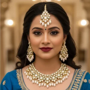Traditional Gold-Tone Kundan Jewelry Set