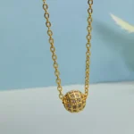 Cz Gold-Tone Minimalist Round Pendant